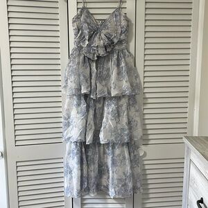 Elegant Blue Floral Dress